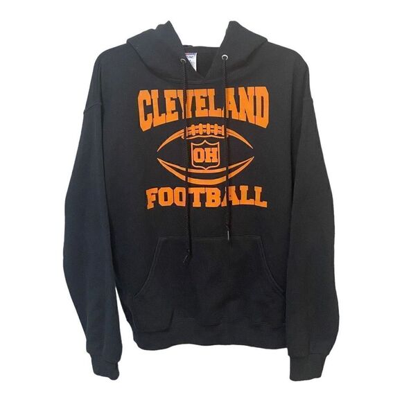 Jerzees Other - Black and Orange Cleveland Football Hoodie